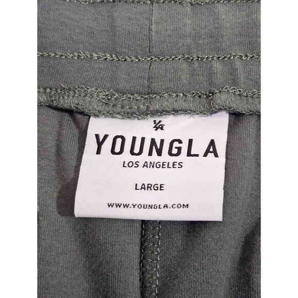 YOUNGLA Men's L Green Skinny Leg Ankle Zip Sweatpants Lounge Pants Athleisure - Picture 10 of 11